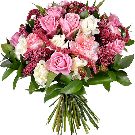 Romantic bouquet of amaranthus and seasonal flowers