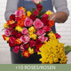 Strauß mehrfarbiger Rosen + 30 Narzissen