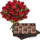 Strauß mit 30 roten Rosen + 210g Rochers