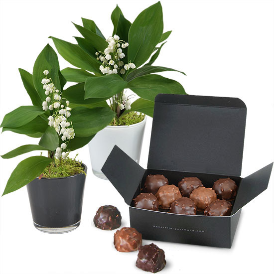 2 glass pots of lily-of-the-valley et 160g of rochers