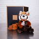 Pure White roses + red panda cuddly toy