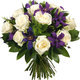 White roses and blue clematis