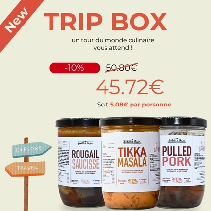 Trip box - Trio avec Poulet Tikka Masala, Pulled Pork et Rougail Saucisses